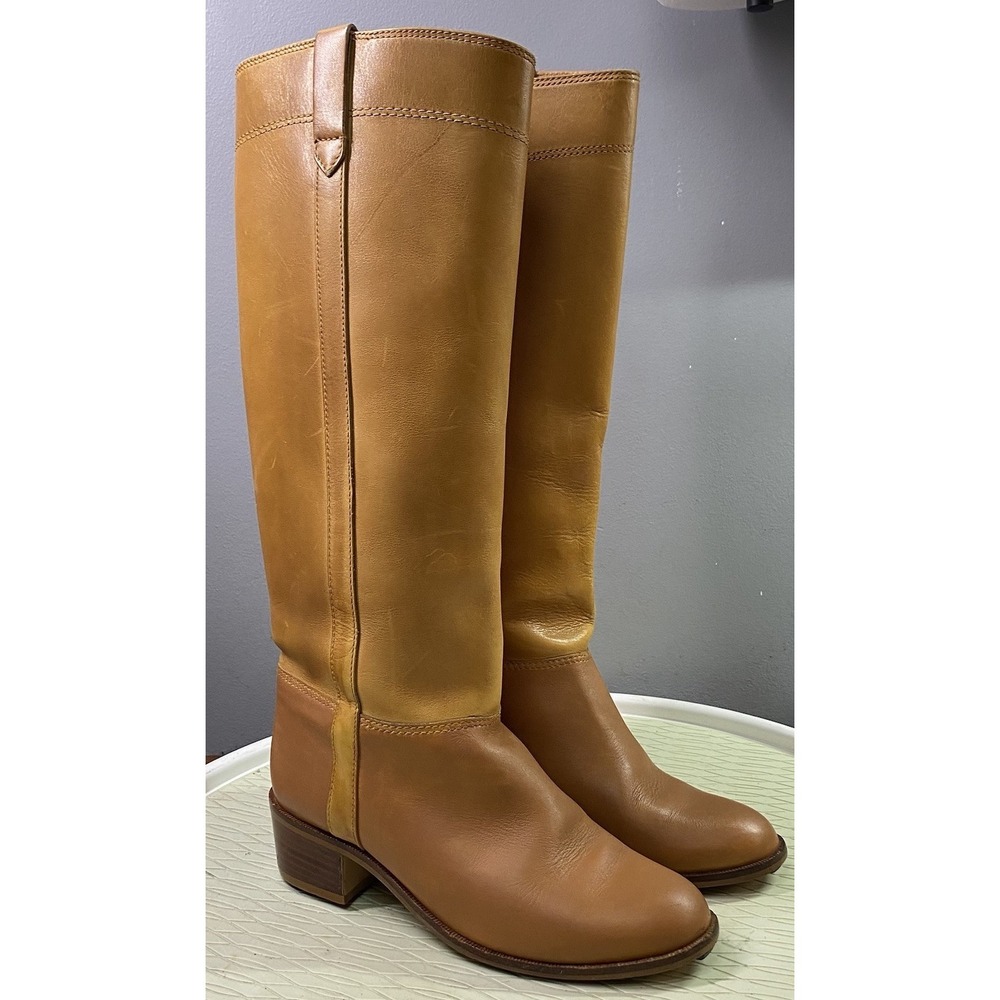 Vintage Endicott Johnson Women Knee High Leather Riding Boots In Camel Cowboy 6M